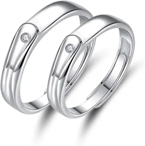 KnSam Promise Ring His and Hers 925 Sterling Silver Ring for Couple Opening Adjustable Couple Ring with Cz