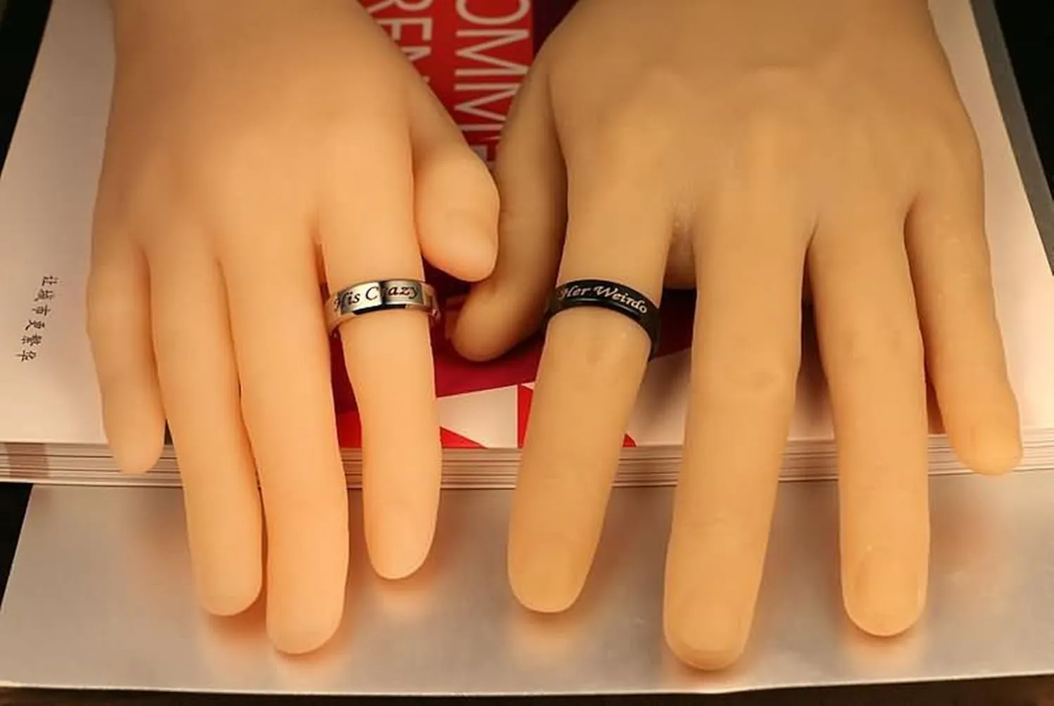 KnSam Ring for Couples Stainless Steel Engraved Her Cowboy and His Angel Silver Black Ring Size 5-13