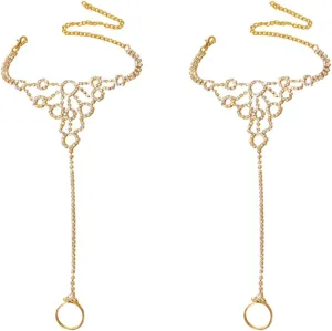 Kokoma Circle Rhinestone Barefoot Sandals for Women Foot Chain Anklets Summer Ankle Bracelets Ring CZ Bohemian Lady's Beach Foot Jewelry Party Accessories