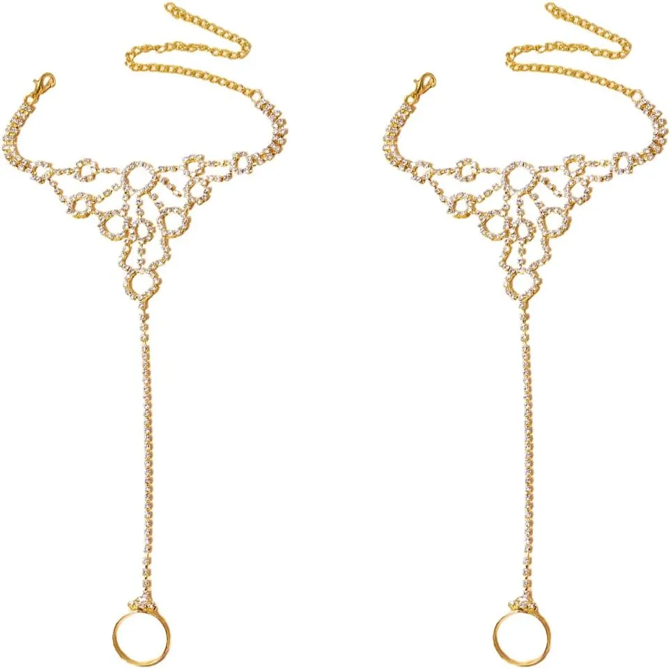 Kokoma Circle Rhinestone Barefoot Sandals for Women Foot Chain Anklets Summer Ankle Bracelets Ring CZ Bohemian Lady's Beach Foot Jewelry Party Accessories
