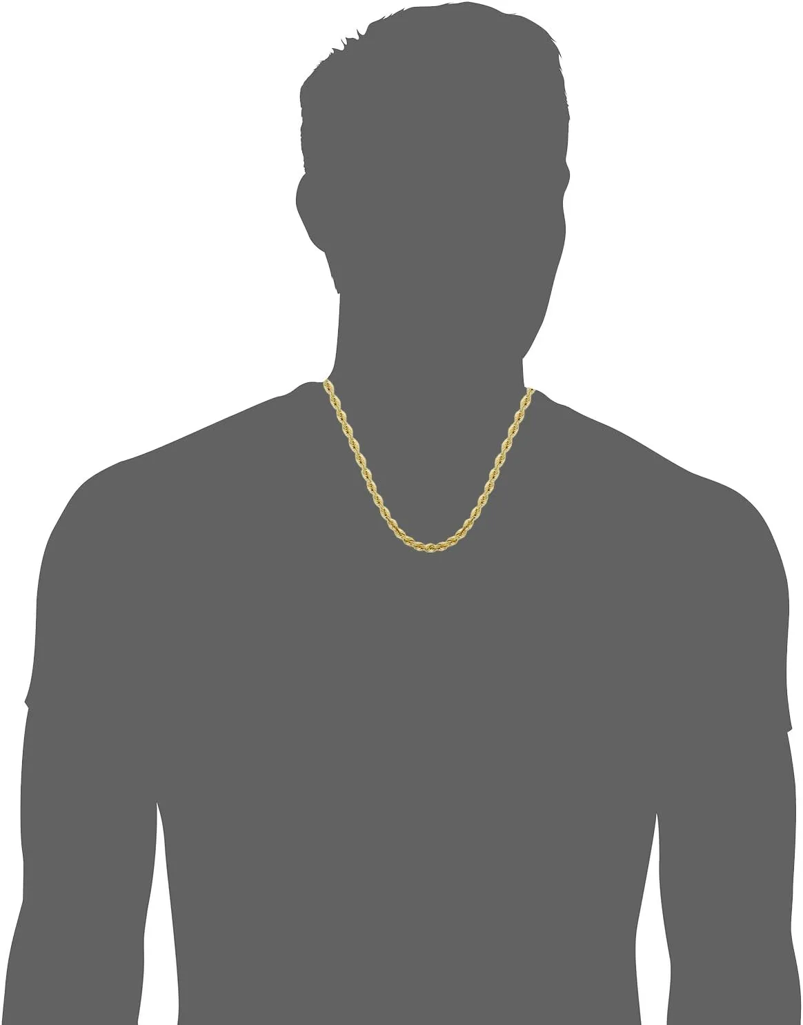 Kooljewelry Solid 14k Yellow Gold Filled Rope Chain Necklace for Men and Women (2.1 mm, 3.2 mm, 4.2 mm or 6 mm)