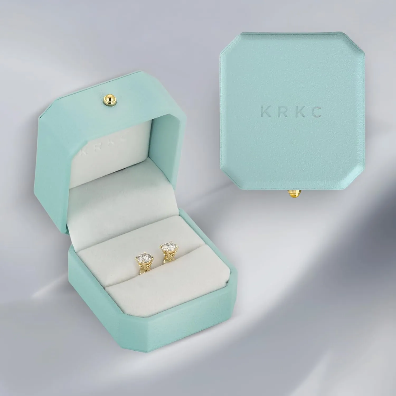 KRKC 0.6-3ct Moissanite Stud Earrings, D Color VVS1 Clarity, Lab Created Diamond Stud Earring for Women, 14K White Gold S925 Sterling Silver Earrings Friction Back for Women Men, Hypoallergenic