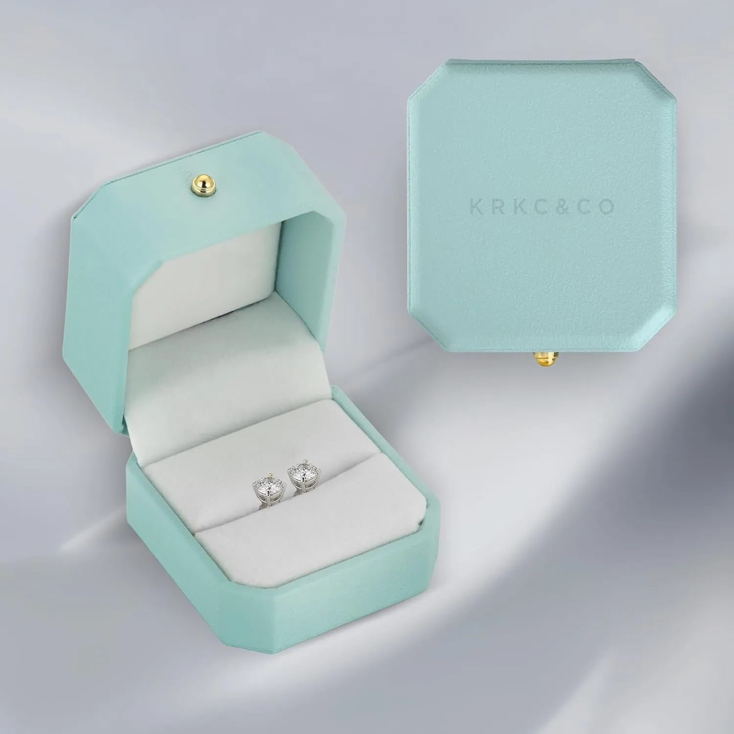 KRKC&CO Lab-Grown Moissanite Stud Earrings for Women: 0.6-3.0 ct.tw, D Color VVS1, 925 Vermeil Sterling Silver 14K Gold Plated, Hypoallergenic, GRA, Jewelry Gift for Her, Birthday, Mother's Day