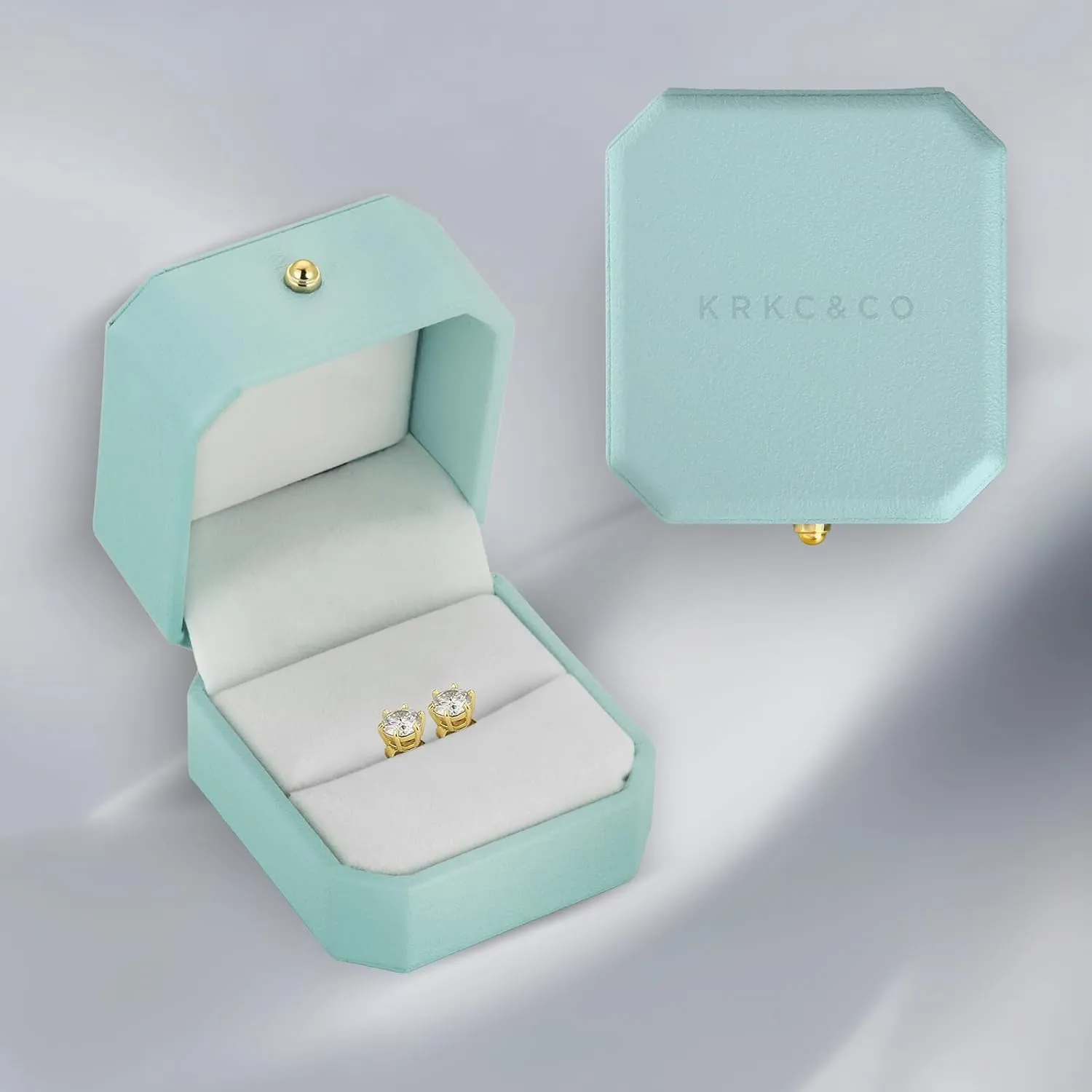KRKC&CO Lab-Grown Moissanite Stud Earrings for Women: 0.6-3.0 ct.tw, D Color VVS1, 925 Vermeil Sterling Silver 14K Gold Plated, Hypoallergenic, GRA, Jewelry Gift for Her, Birthday, Mother's Day