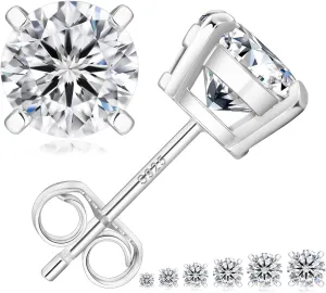 KRKC&CO Lab-Grown Moissanite Stud Earrings for Women: 0.6-3.0 ct.tw, D Color VVS1, 925 Vermeil Sterling Silver 14K Gold Plated, Hypoallergenic, GRA, Jewelry Gift for Her, Birthday, Mother's Day