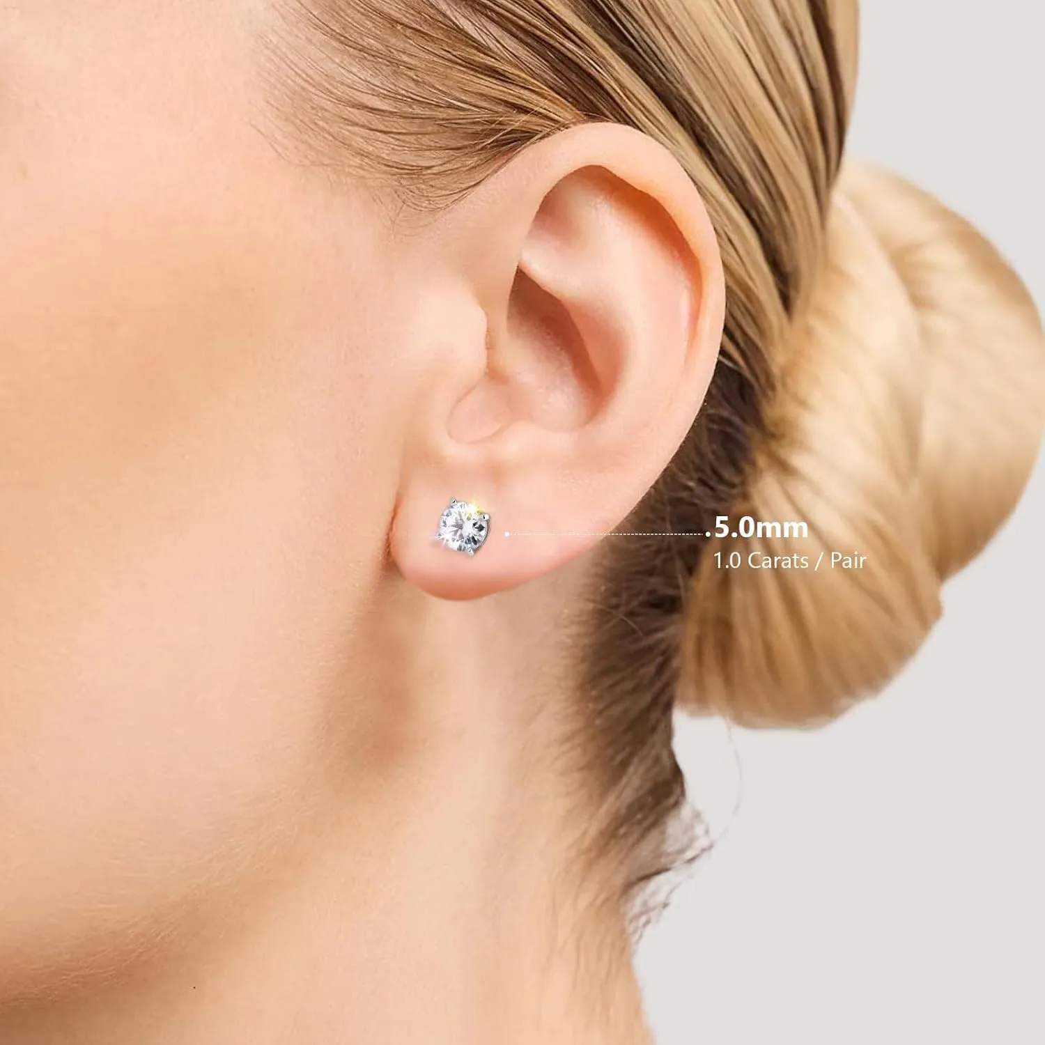 KRKC&CO Lab-Grown Moissanite Stud Earrings for Women: 0.6-3.0 ct.tw, D Color VVS1, 925 Vermeil Sterling Silver 14K Gold Plated, Hypoallergenic, GRA, Jewelry Gift for Her, Birthday, Mother's Day