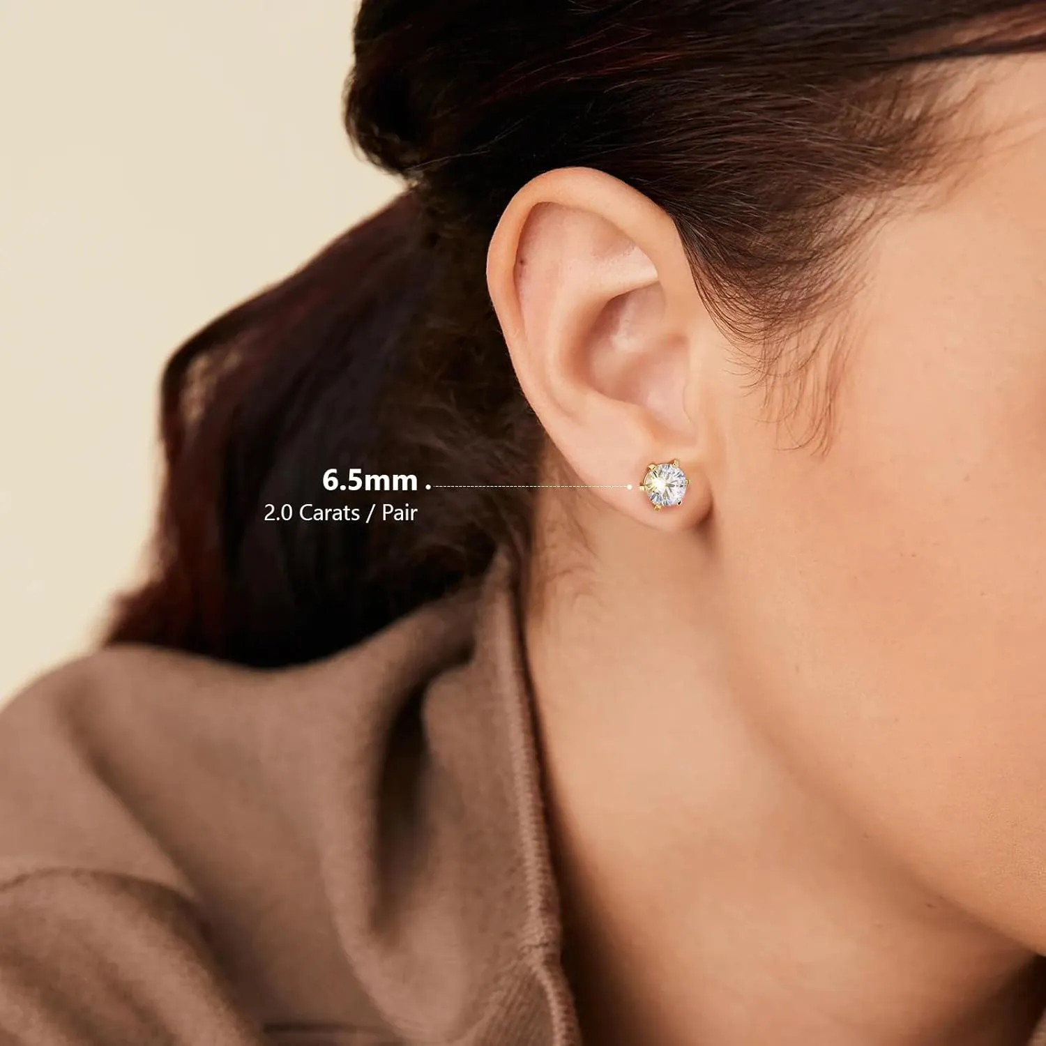 KRKC&CO Lab-Grown Moissanite Stud Earrings for Women: 0.6-3.0 ct.tw, D Color VVS1, 925 Vermeil Sterling Silver 14K Gold Plated, Hypoallergenic, GRA, Jewelry Gift for Her, Birthday, Mother's Day
