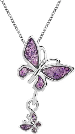 KunBead 18 inch Purple Dainty Butterfly Love Charm Birthday Pendant Necklace Jewelry for Women Mom Sister Daughter