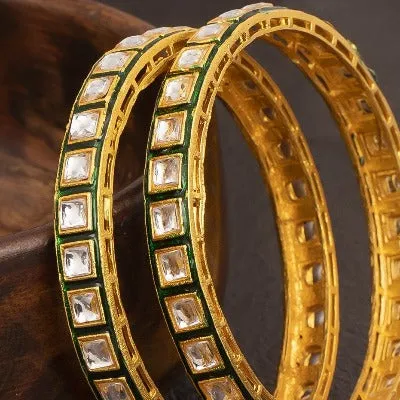 Kundan Gold Designer Kada Bangle ( Set of 2 )