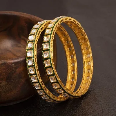 Kundan Gold Designer Kada Bangle ( Set of 2 )