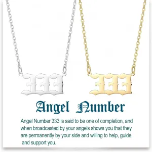 LAOYOU 2pcs Pack Angel Number Necklace For Women, Gold Silver 000 111 1111 222 333 444 555 666 777 888 999 Angel Numbers Necklace For Girls Numerology Jewelry Hypoallergenic Non Tarnish