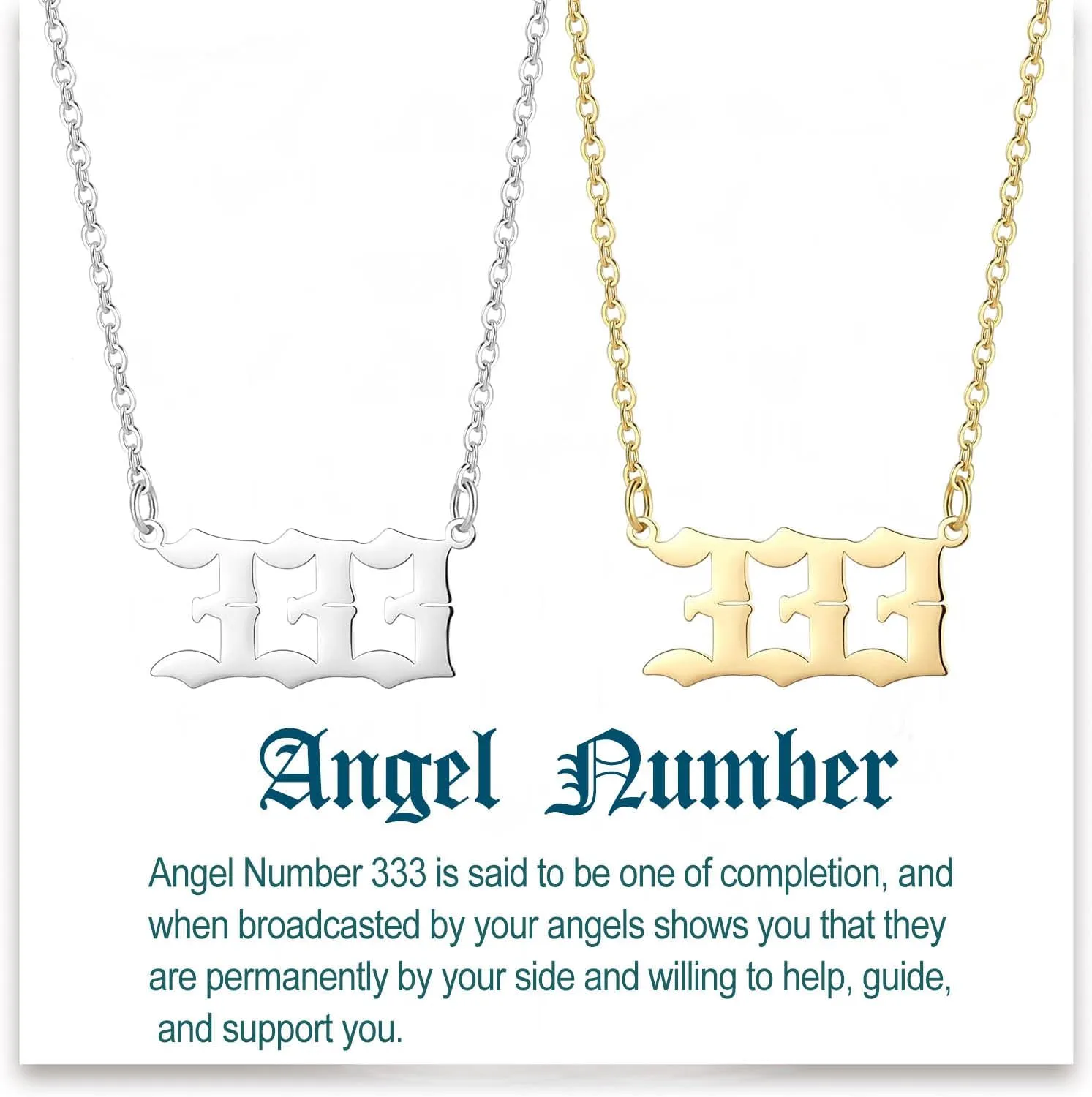 LAOYOU 2pcs Pack Angel Number Necklace For Women, Gold Silver 000 111 1111 222 333 444 555 666 777 888 999 Angel Numbers Necklace For Girls Numerology Jewelry Hypoallergenic Non Tarnish