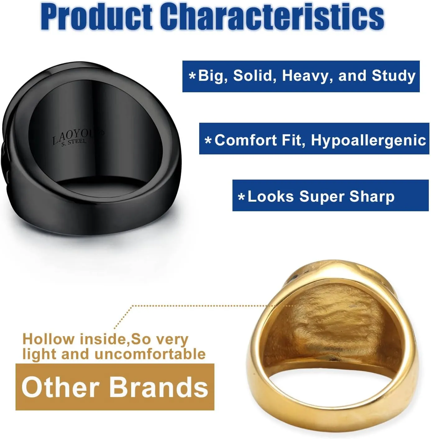 LAOYOU 2Pcs Saint Benedict Pack St. Benedict Ring and Medal Necklace for Men Stainless Steel Ghost Hunter Christian Catholic Protection Amulet Jewelry Gift for Men Black/Silver