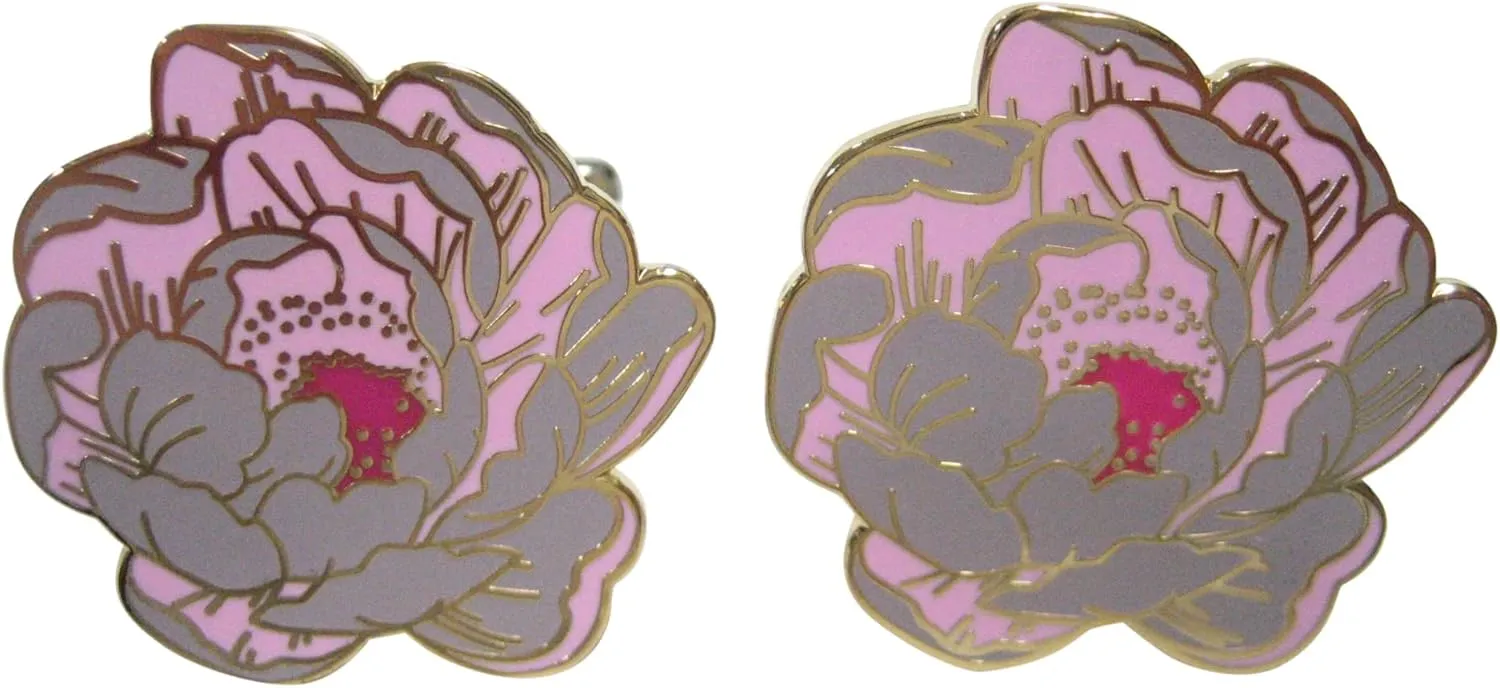 Large Colorful Peony Flower Cufflinks