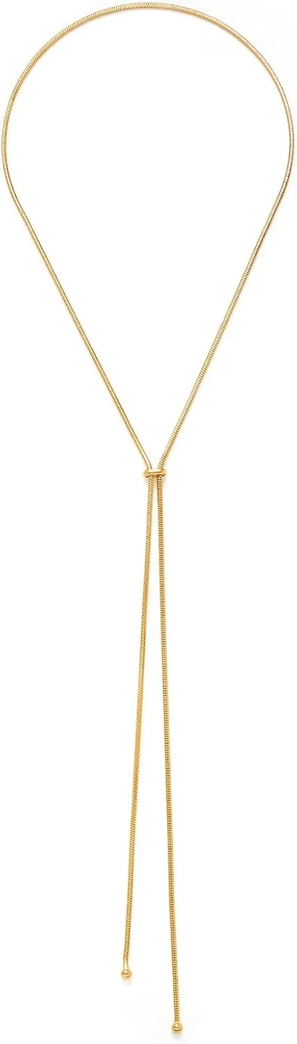Lariat Gold Necklace for Women Y-Shaped Pendant Chain Adjustable Gold Long Necklaces Thin Jewelry