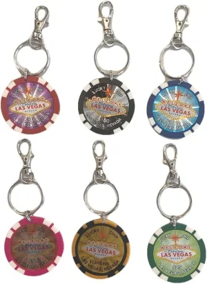 Las Vegas Poker Chip Keychain Set of 6, Multicolor, One Size