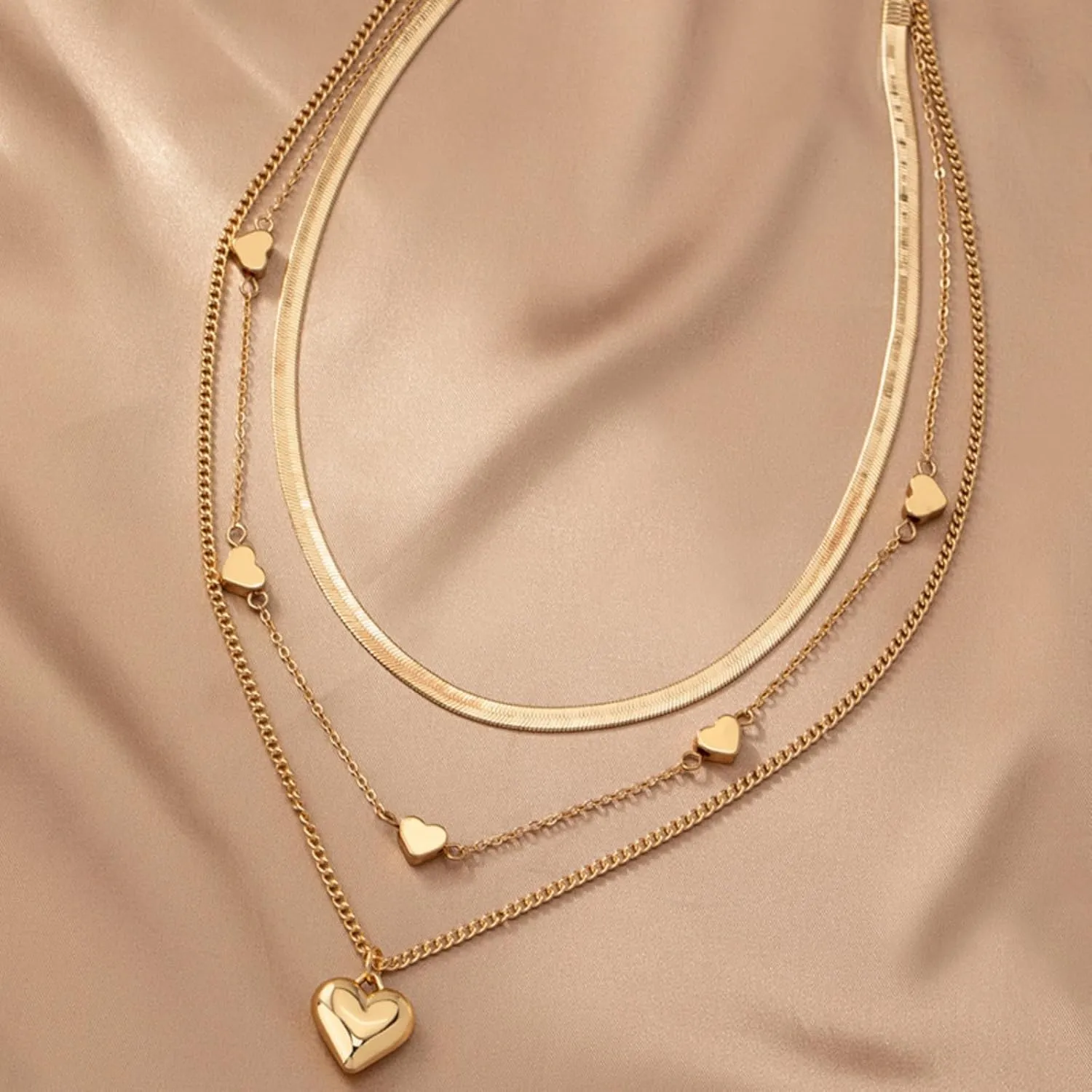 Layered Gold Plated Necklaces For Women Trendy Dainty Non Tarnish Chunky 14k Gold Layering Prom Necklace Set Gold Chain Choker Charm Necklace Stack For Woman