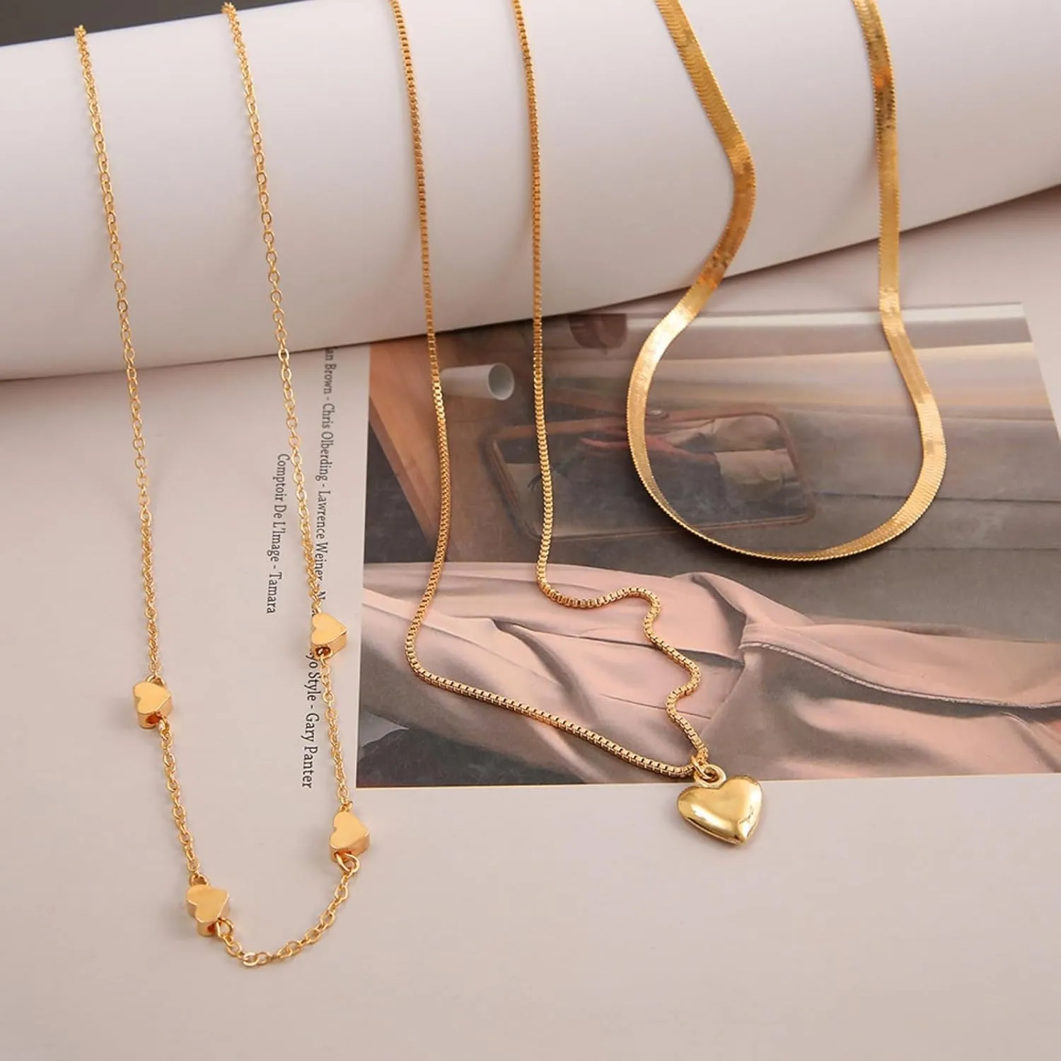Layered Gold Plated Necklaces For Women Trendy Dainty Non Tarnish Chunky 14k Gold Layering Prom Necklace Set Gold Chain Choker Charm Necklace Stack For Woman
