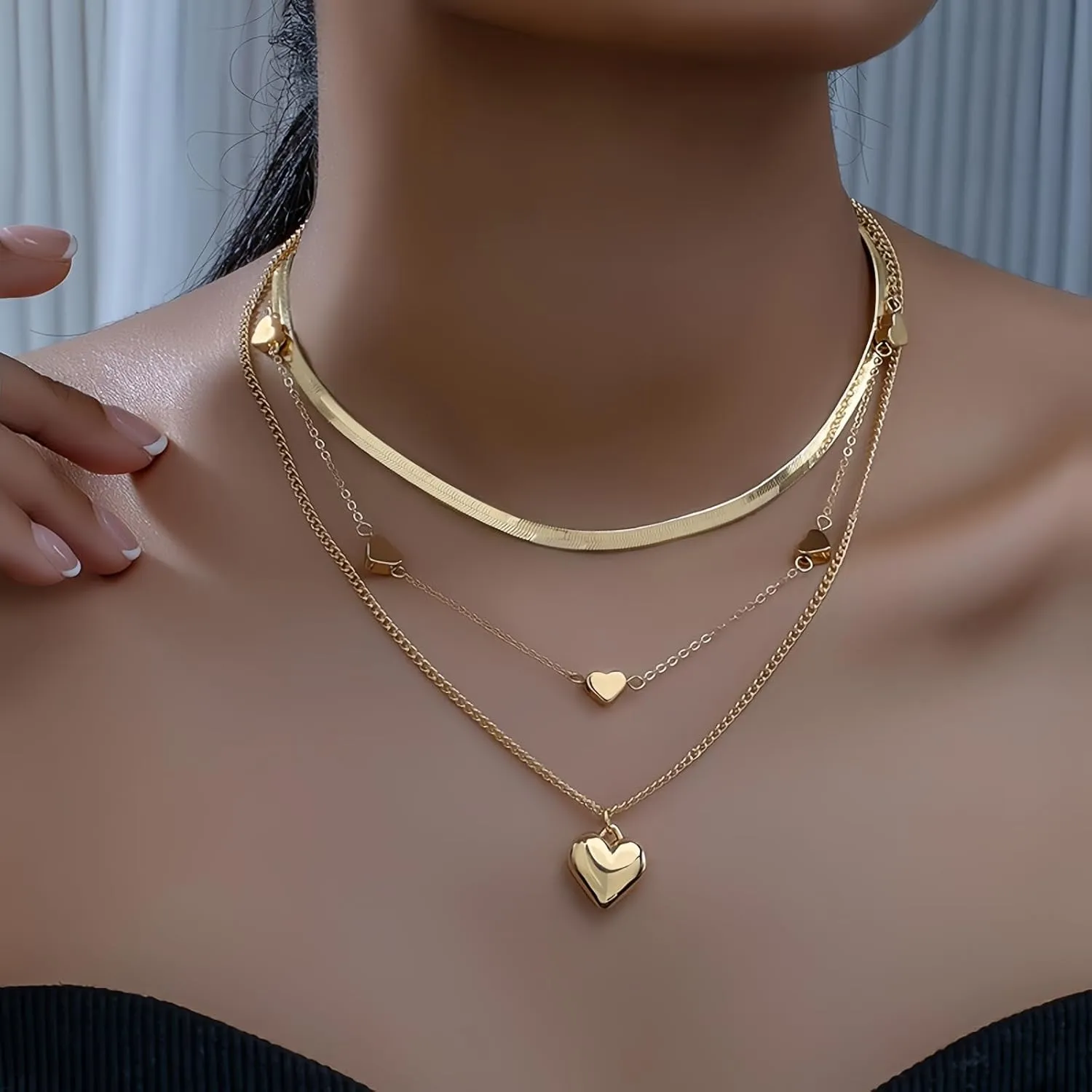 Layered Gold Plated Necklaces For Women Trendy Dainty Non Tarnish Chunky 14k Gold Layering Prom Necklace Set Gold Chain Choker Charm Necklace Stack For Woman