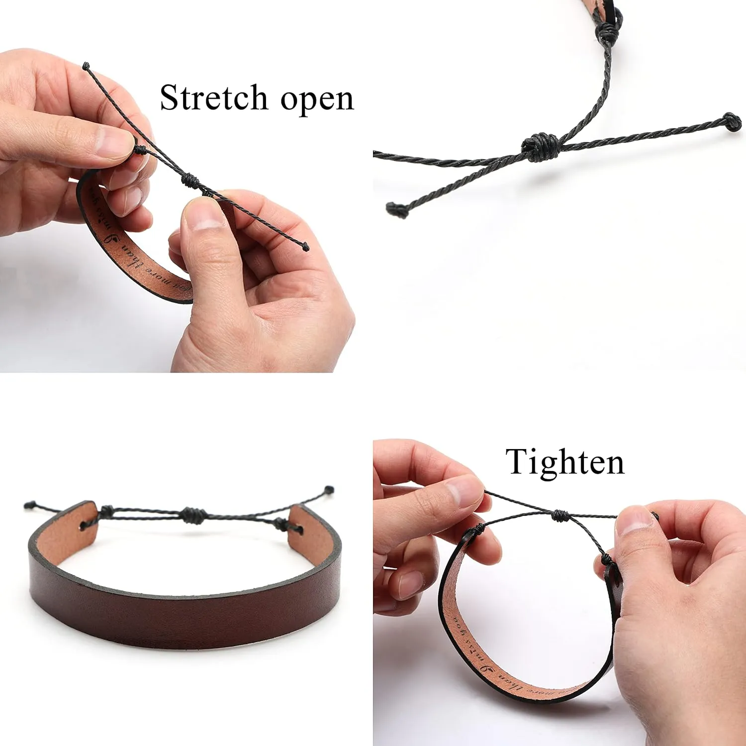 Leather Bracelets for Men Inspirational Encouragement Gifts for Him Teenager Religious Confirmation Anniversary Memorial Engraved Message Adjustable Brown Cuff Bracelet Christmas Father's Day Birthday Jewelry