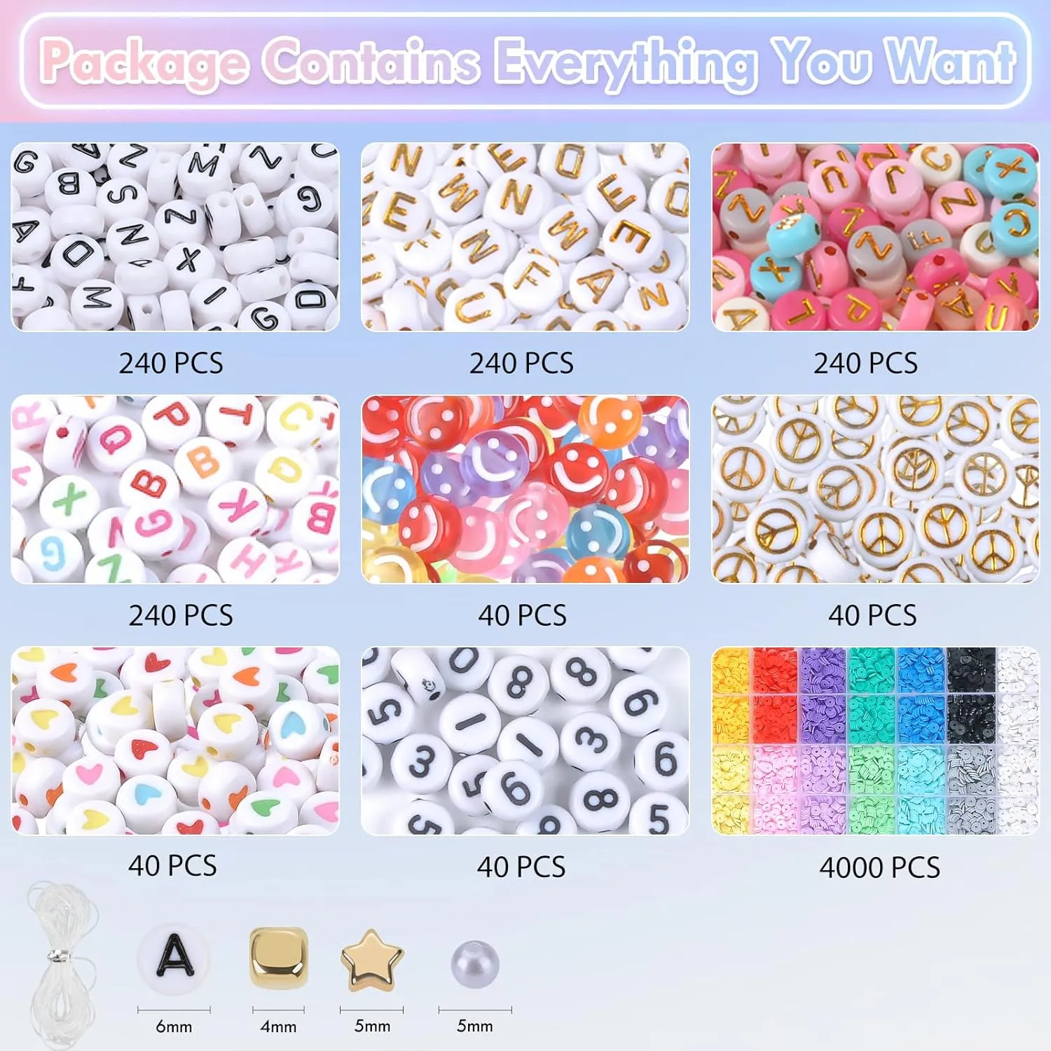 L'EclatDina 6000 PCS Friendship Bracelet Making Kit, 2 Box Set, DIY Jewelry Making Set with Clay Beads, Letter Beads, Perfect for Music Fans and Friends (Shining Fantasy)