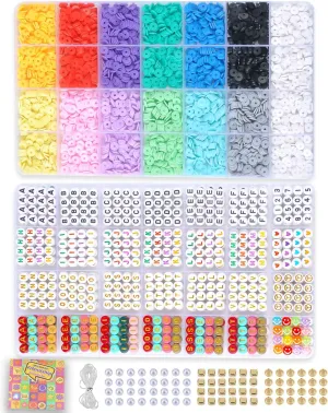L'EclatDina 6000 PCS Friendship Bracelet Making Kit, 2 Box Set, DIY Jewelry Making Set with Clay Beads, Letter Beads, Perfect for Music Fans and Friends (Shining Fantasy)