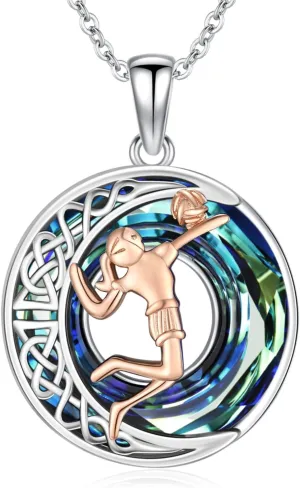 LES OSEWA Crescent Moon Celtic Necklace Sterling Silver Crystal Jewelry Graduation Birthday Gifts for Women