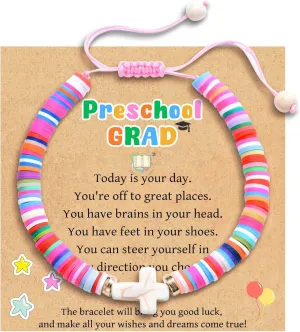 Leyung First Day of Kindergarten School Bracelet, Preschool Graduation Gifts for Girls, Back to School Graduation Cross Bracelet for Daughter Granddaughter Niece
