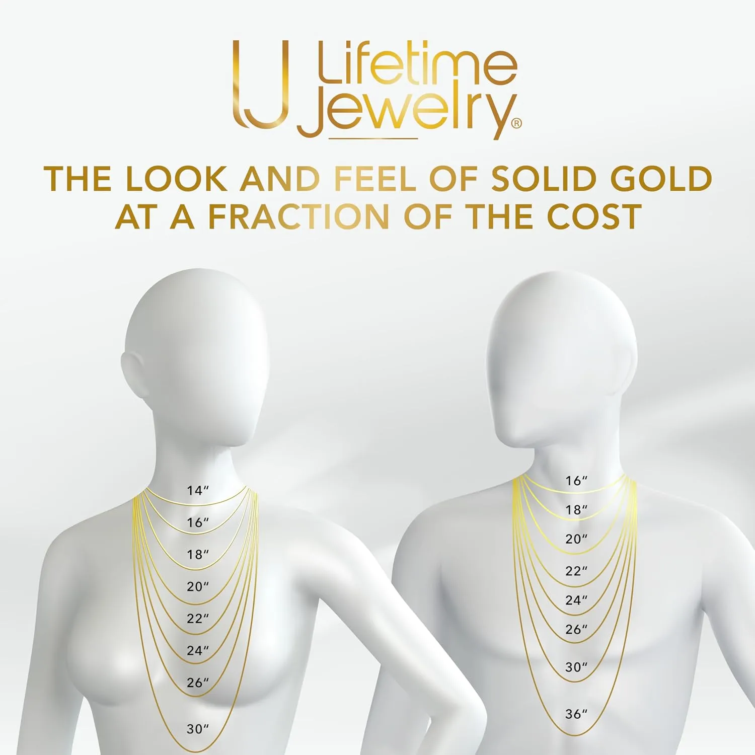 LIFETIME JEWELRY Radiant Diamond Cut Figaro Chain Necklaces 24k Real Gold Plated (6mm, 7mm, 9.5mm)