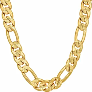 LIFETIME JEWELRY Radiant Diamond Cut Figaro Chain Necklaces 24k Real Gold Plated (6mm, 7mm, 9.5mm)