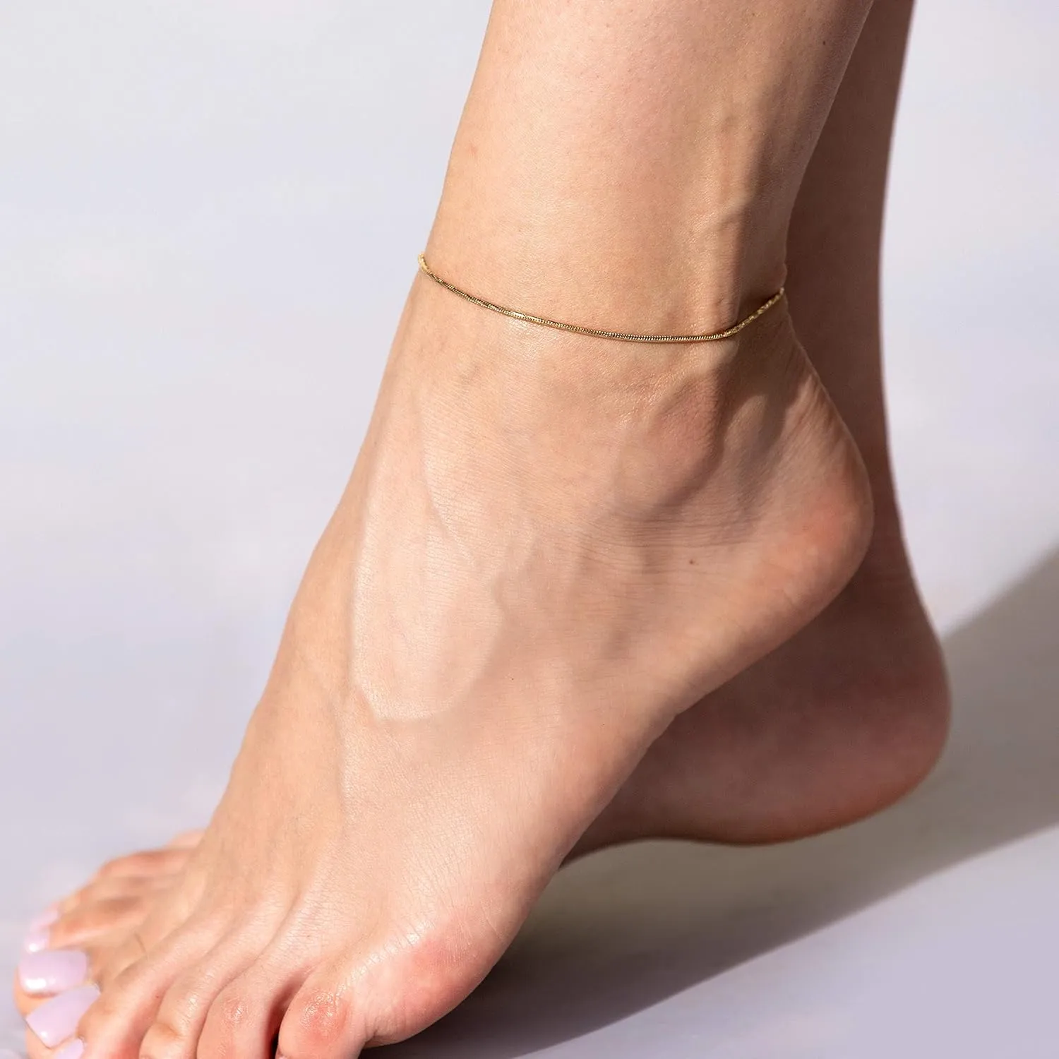 LIFETIME JEWELRY Womens Gold Anklet 1.5mm Snake Chain Ankle Bracelet 24k Real Gold Plated