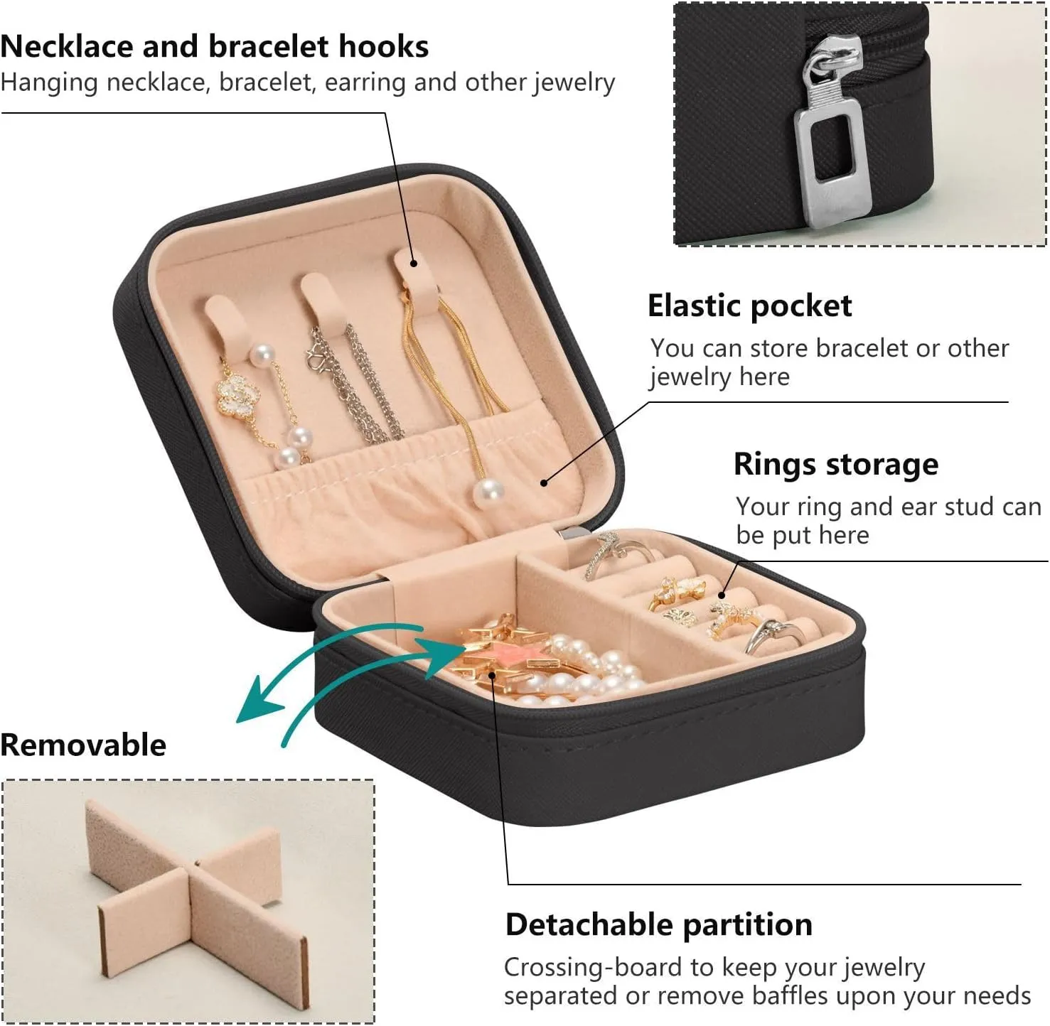 linqin PU Leather Jewelry Box, Boston Puppy Dog Travel Jewelry Case Portable Jewelry Organizer for Rings Earrings Necklaces Bracelets Storage Holder Boxes for Women Girls