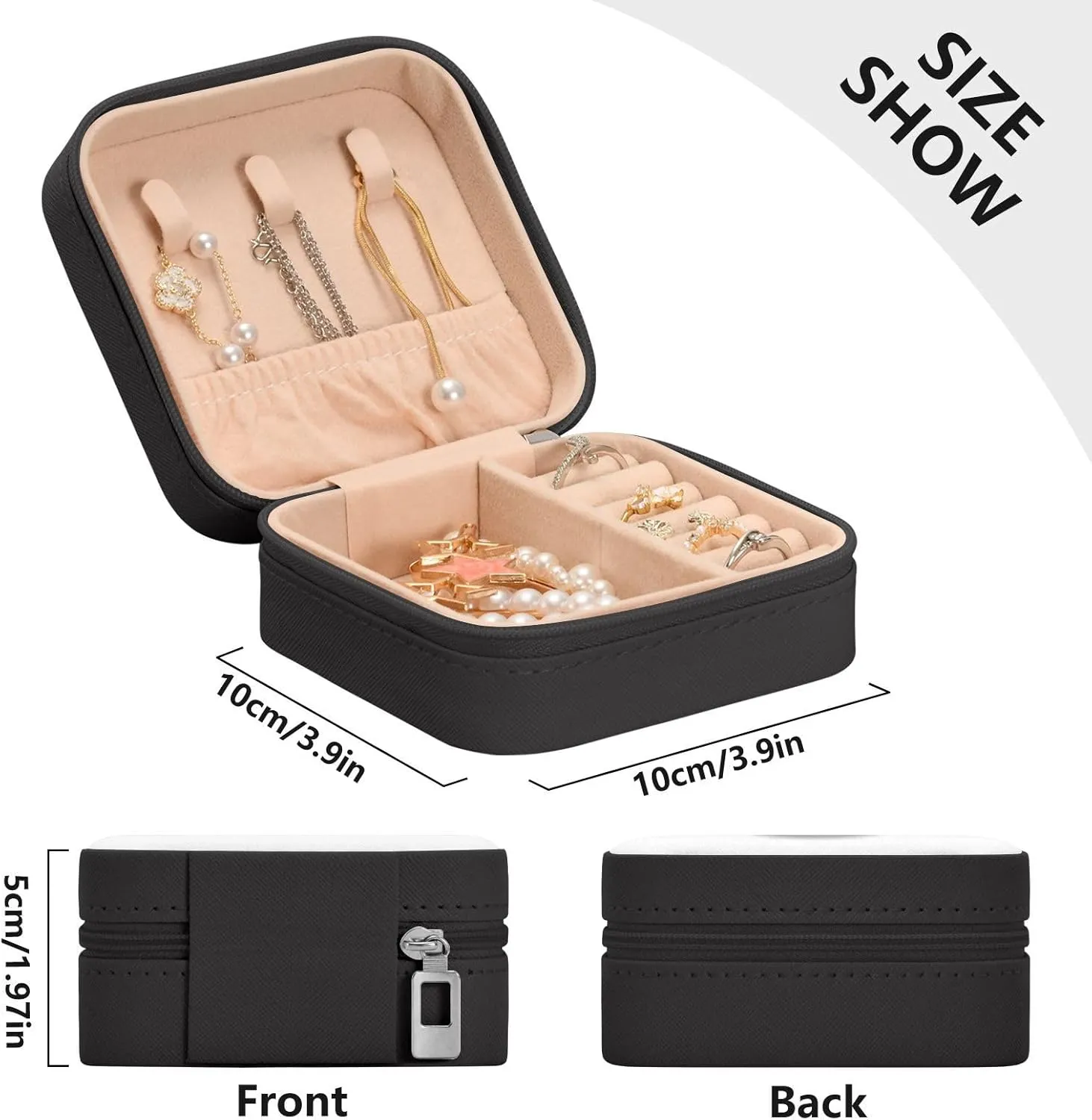linqin PU Leather Jewelry Box, Boston Puppy Dog Travel Jewelry Case Portable Jewelry Organizer for Rings Earrings Necklaces Bracelets Storage Holder Boxes for Women Girls
