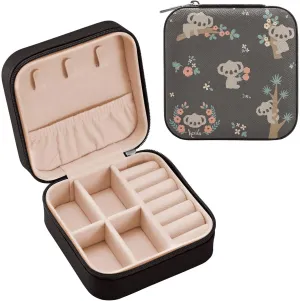 linqin PU Leather Jewelry Box, Cute Koala Travel Jewelry Case Portable Jewelry Organizer for Rings Earrings Necklaces Bracelets Storage Holder Boxes for Women Girls