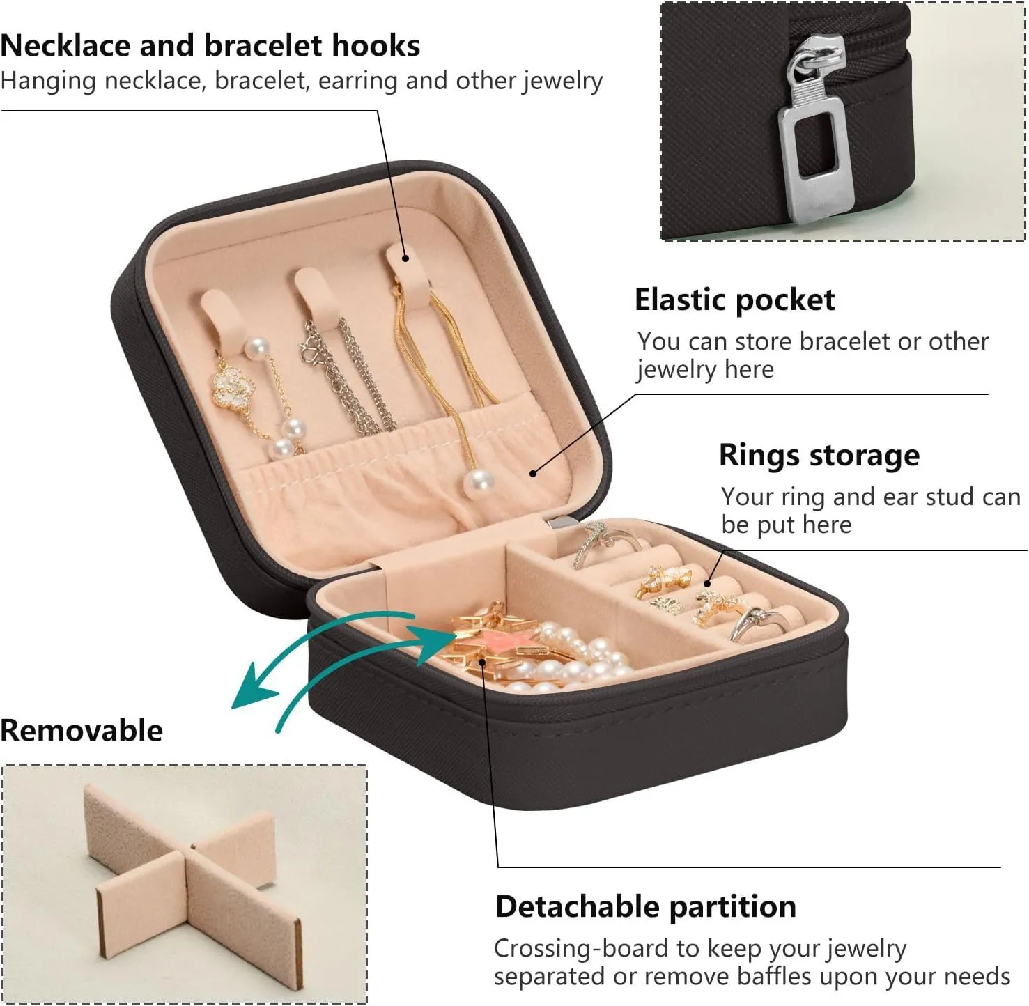 linqin PU Leather Jewelry Box, Cute Koala Travel Jewelry Case Portable Jewelry Organizer for Rings Earrings Necklaces Bracelets Storage Holder Boxes for Women Girls