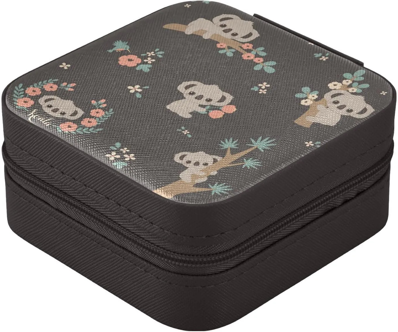 linqin PU Leather Jewelry Box, Cute Koala Travel Jewelry Case Portable Jewelry Organizer for Rings Earrings Necklaces Bracelets Storage Holder Boxes for Women Girls