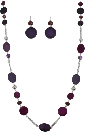 Long Bead Necklaces For Women Link Chain Multi Color Necklace Earring Set Shell Stone Beads Fashion Necklace Gift