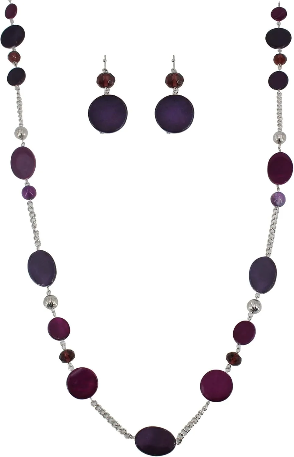 Long Bead Necklaces For Women Link Chain Multi Color Necklace Earring Set Shell Stone Beads Fashion Necklace Gift