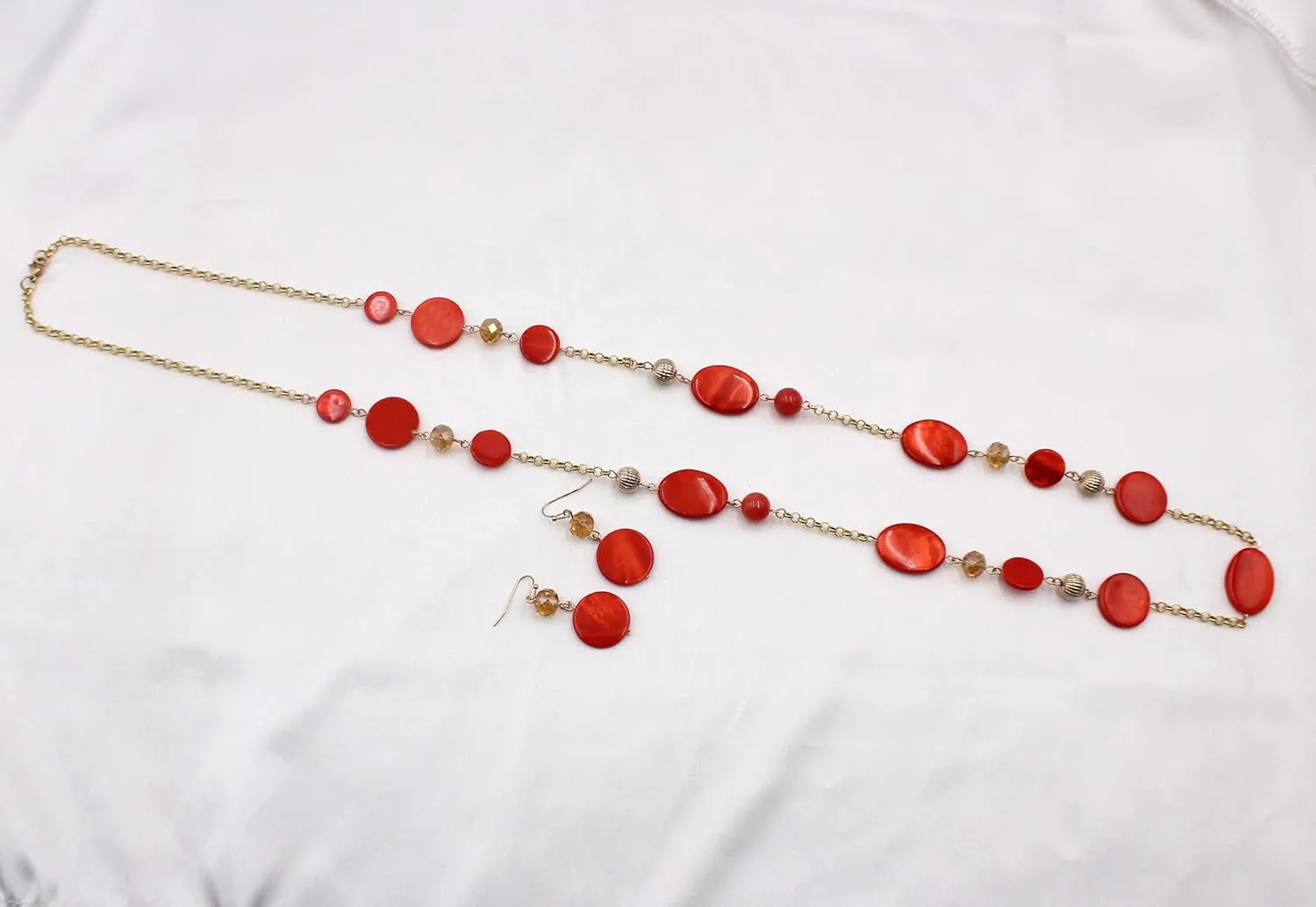 Long Bead Necklaces For Women Link Chain Multi Color Necklace Earring Set Shell Stone Beads Fashion Necklace Gift