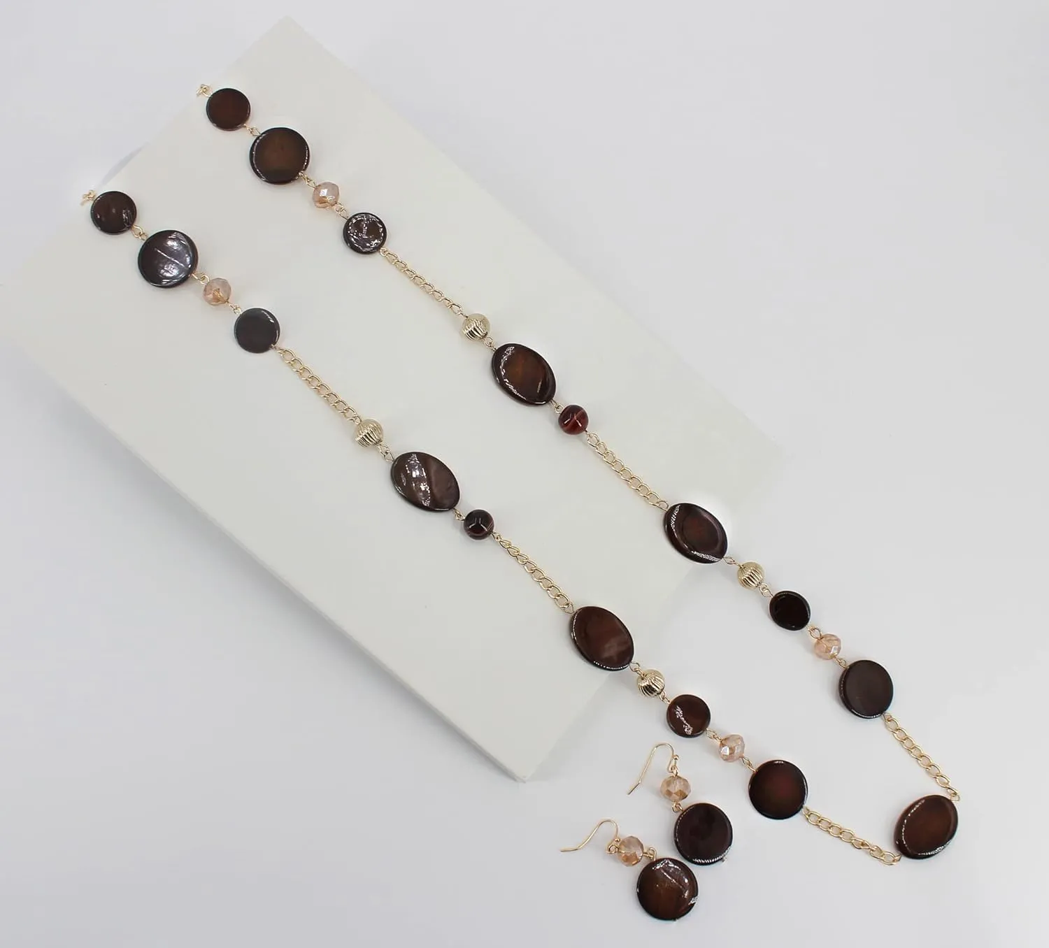 Long Bead Necklaces For Women Link Chain Multi Color Necklace Earring Set Shell Stone Beads Fashion Necklace Gift