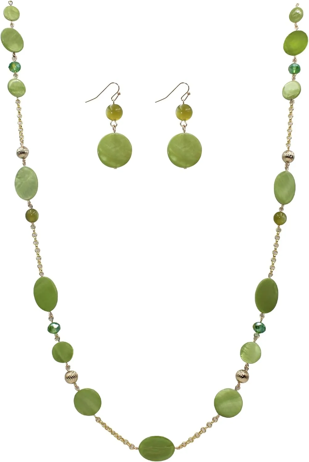 Long Bead Necklaces For Women Link Chain Multi Color Necklace Earring Set Shell Stone Beads Fashion Necklace Gift