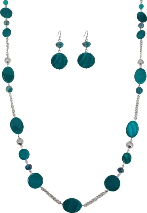 Long Bead Necklaces For Women Link Chain Multi Color Necklace Earring Set Shell Stone Beads Fashion Necklace Gift