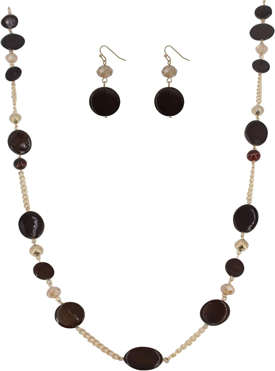 Long Bead Necklaces For Women Link Chain Multi Color Necklace Earring Set Shell Stone Beads Fashion Necklace Gift
