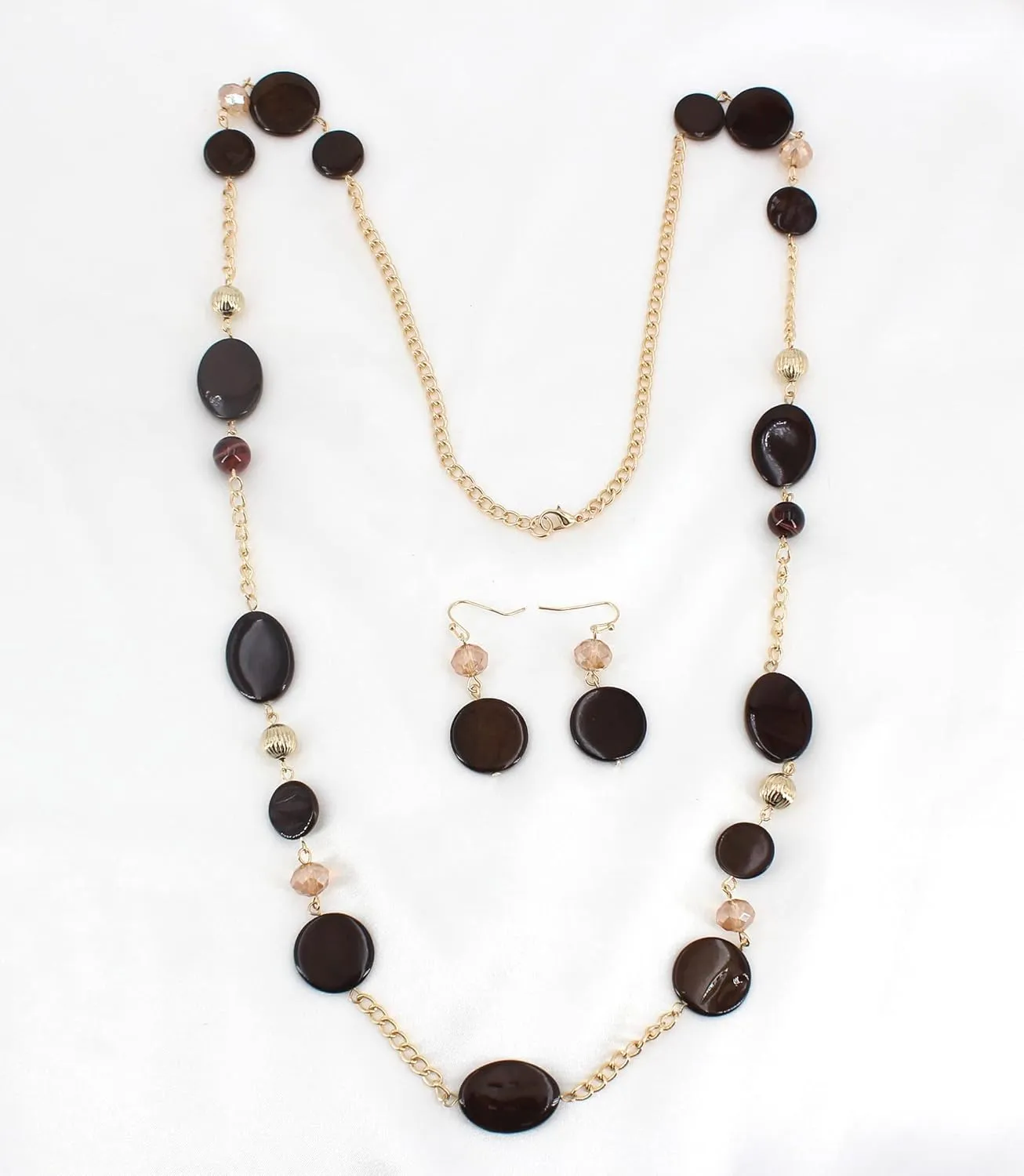 Long Bead Necklaces For Women Link Chain Multi Color Necklace Earring Set Shell Stone Beads Fashion Necklace Gift