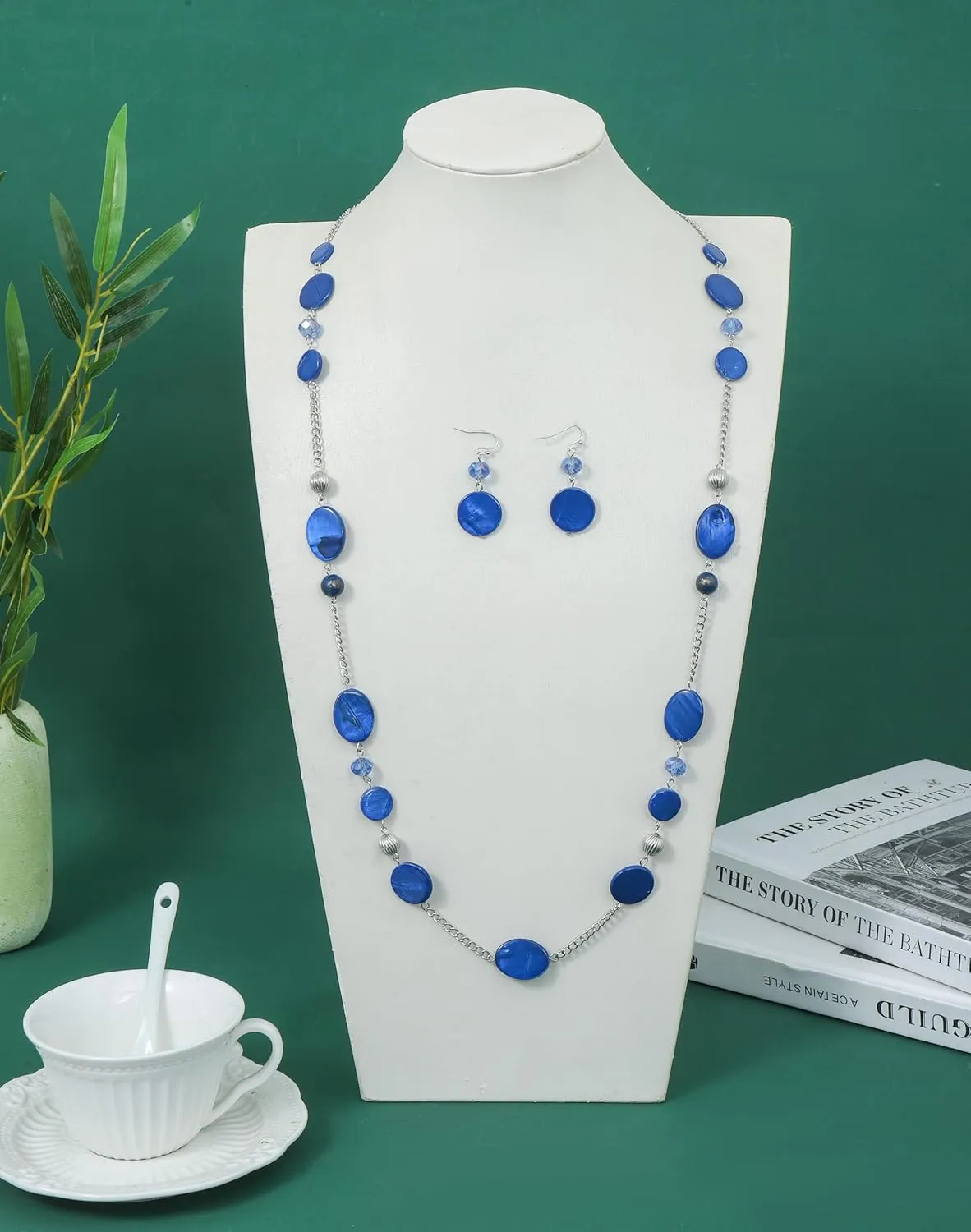 Long Bead Necklaces For Women Link Chain Multi Color Necklace Earring Set Shell Stone Beads Fashion Necklace Gift