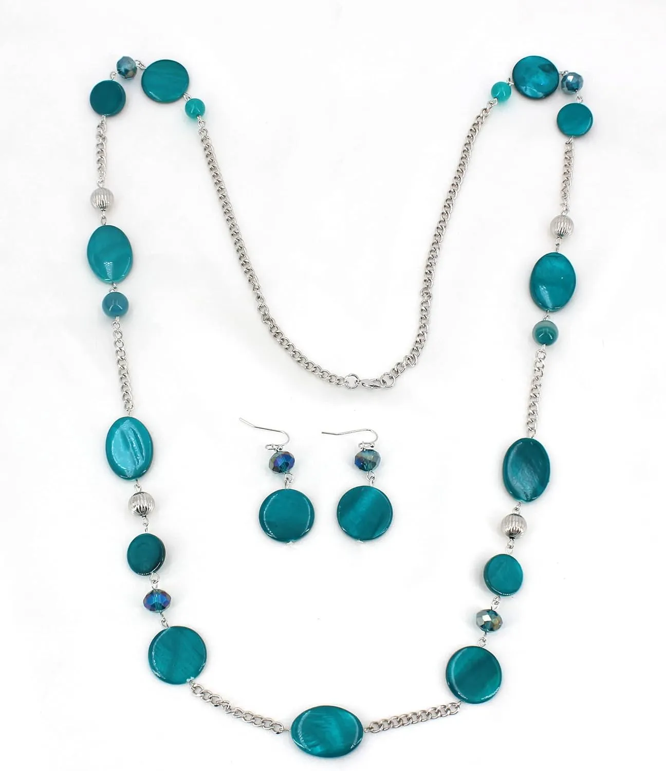 Long Bead Necklaces For Women Link Chain Multi Color Necklace Earring Set Shell Stone Beads Fashion Necklace Gift