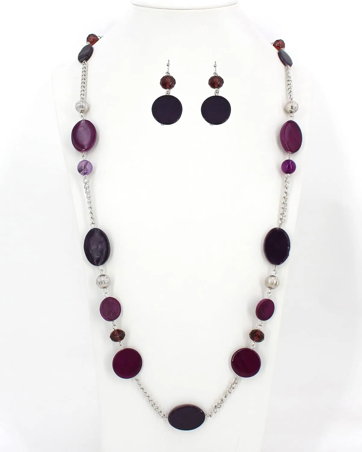 Long Bead Necklaces For Women Link Chain Multi Color Necklace Earring Set Shell Stone Beads Fashion Necklace Gift
