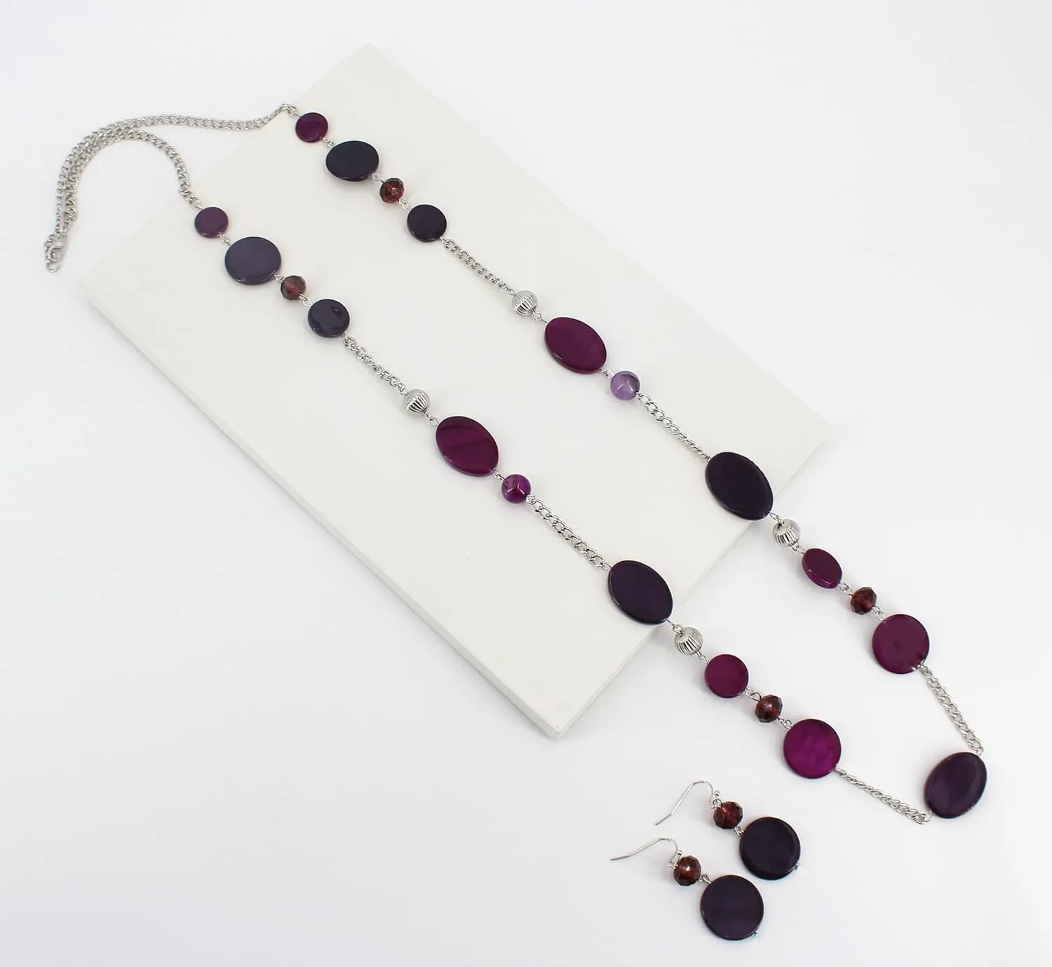 Long Bead Necklaces For Women Link Chain Multi Color Necklace Earring Set Shell Stone Beads Fashion Necklace Gift