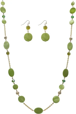 Long Bead Necklaces For Women Link Chain Multi Color Necklace Earring Set Shell Stone Beads Fashion Necklace Gift