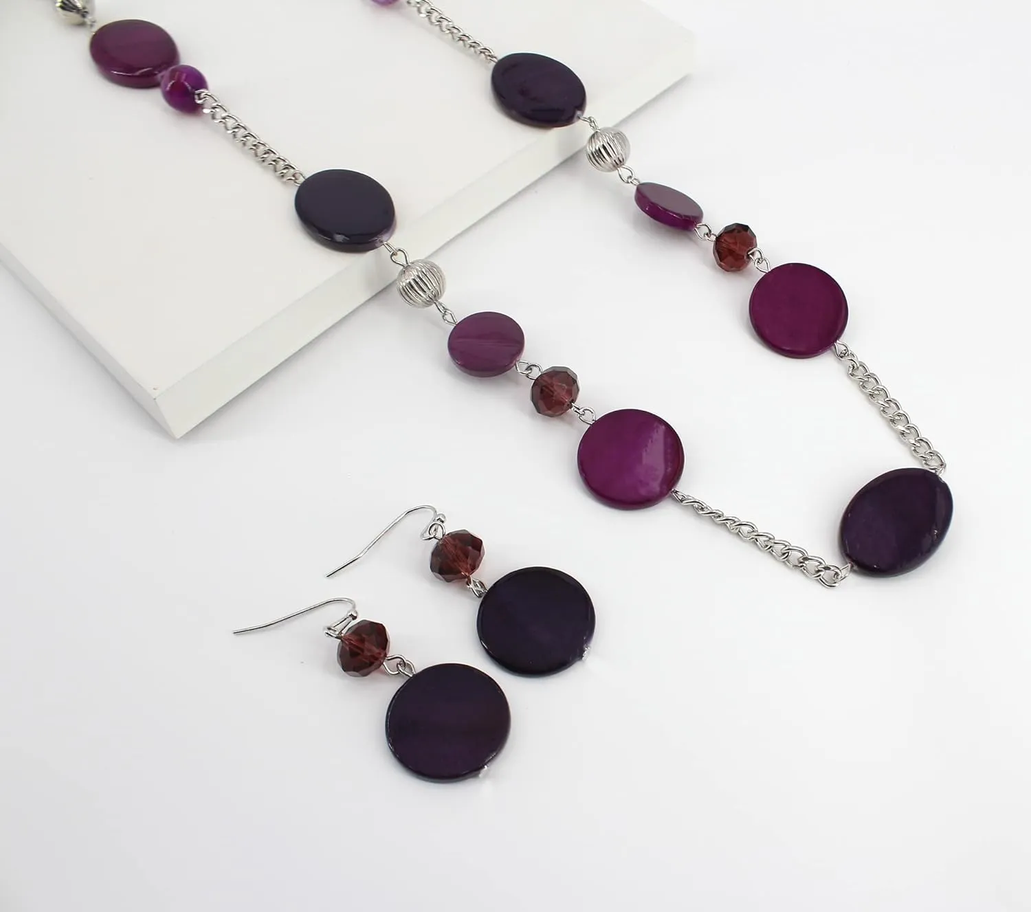 Long Bead Necklaces For Women Link Chain Multi Color Necklace Earring Set Shell Stone Beads Fashion Necklace Gift